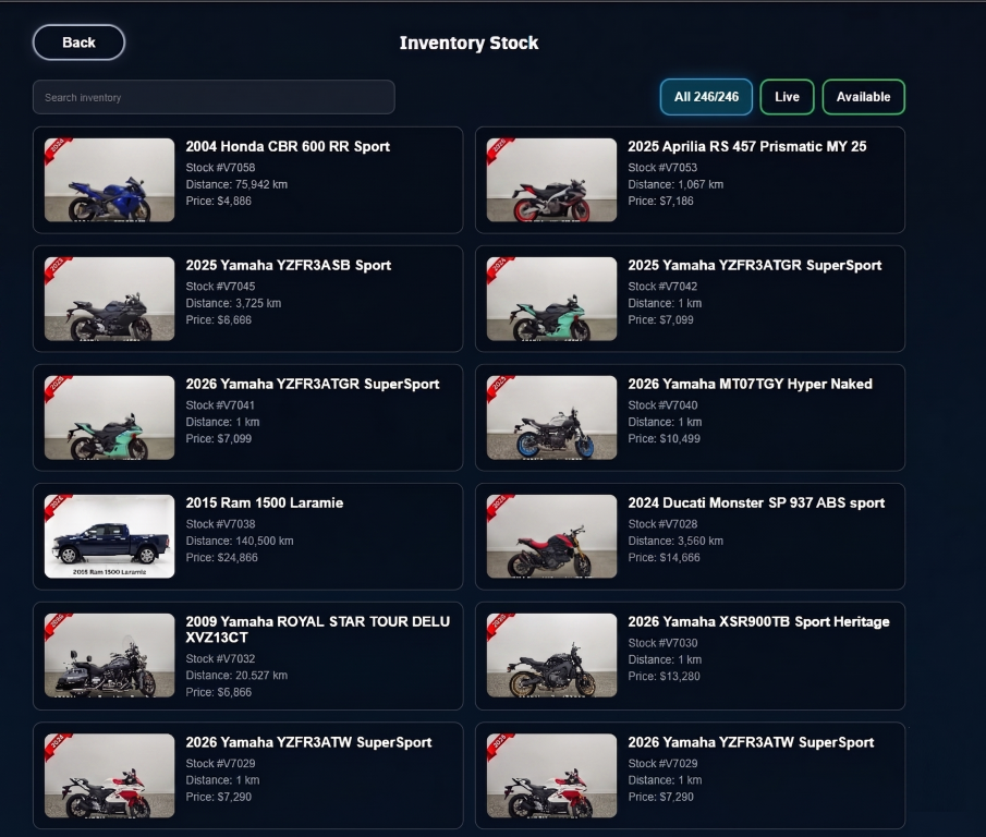 Dealer inventory management software showing centralized inventory across platforms