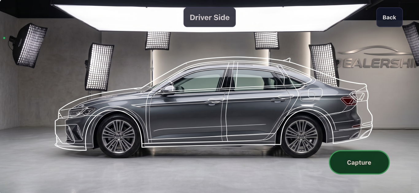 AI-guided vehicle photo capture overlay on mobile